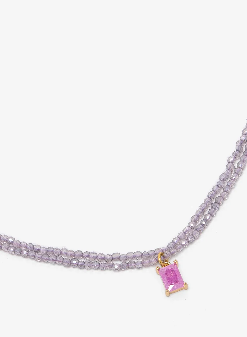 ايلا Pink Diamonte Silver Accent Necklace